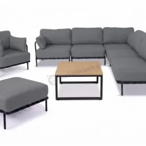 Zestaw wypoczynkowy ogrodowy modułowy 7-osobowy, szary – stal nierdzewna, olefin premium - Salve 5 Comfort + stolik Darmowy zwrot