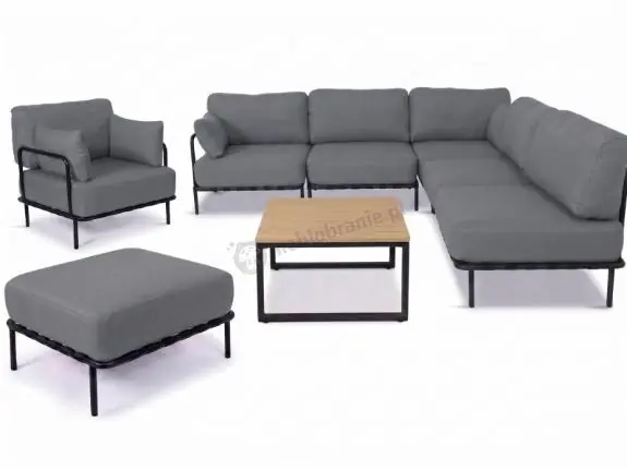 Zestaw wypoczynkowy ogrodowy modułowy 7-osobowy, szary – stal nierdzewna, olefin premium - Salve 5 Comfort + stolik Darmowy zwrot