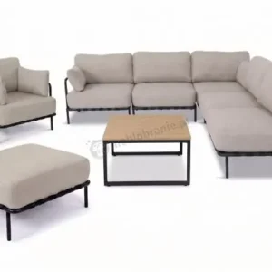 Wybór klientów Meble tarasowe modułowe premium, beżowe Olefin wodoodporne na 7 osób Salve Beige 5 + stolik Comfort