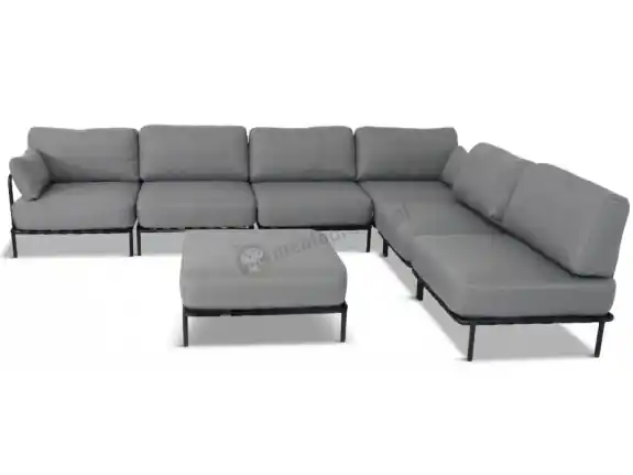Modułowy narożnik tarasowy ze stali nierdzewnej, grafit – olefin, luksusowe meble ogrodowe całoroczne Salve 6 Midi Promocja