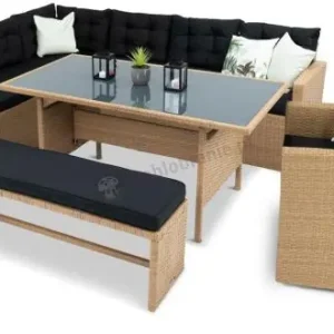 Najlepsza cena Pleciony zestaw ogrodowy z technorattanu Topiano Plus Yellow & Black