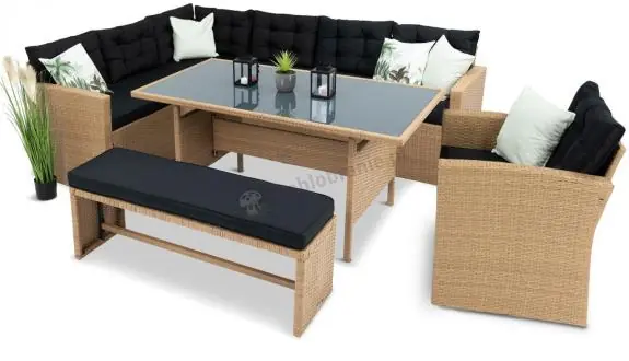 Najlepsza cena Pleciony zestaw ogrodowy z technorattanu Topiano Plus Yellow & Black