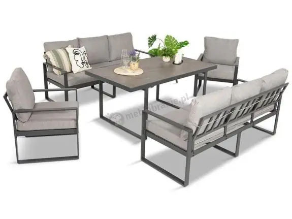 Meble ogrodowe dla 8 osób - sofy 175cm, fotele, szklany stół 160cm - Panaon Grande Elite LG Oferta czasowa