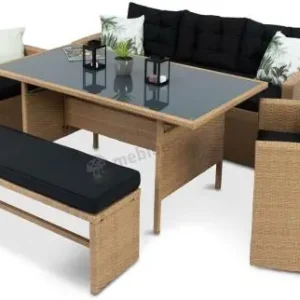 Technorattanowy beżowy zestaw mebli z fotelami Topiano Medio Yellow & Black Wyjątkowa oferta