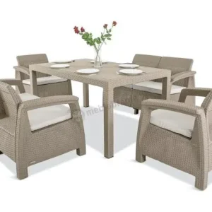 Meble Corfu Fiesta Curver Cappuccino zestaw Corfu II Allibert Łatwy zwrot