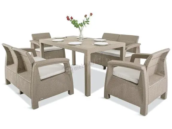 Meble Corfu Fiesta Curver Cappuccino zestaw Corfu II Allibert Łatwy zwrot