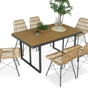 Okazja Komplet mebli obiadowych do ogrodu 6 + 1 Urbino Dining - Natural