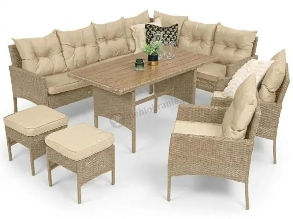 Technorattanowy narożnik na nóżkach Perata Corner Natural + 2 fotele Polywood Wybór klientów
