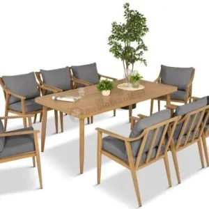 Duży aluminiowy komplet mebli obiadowych - Else 8+1 - Grey Sprawdź teraz