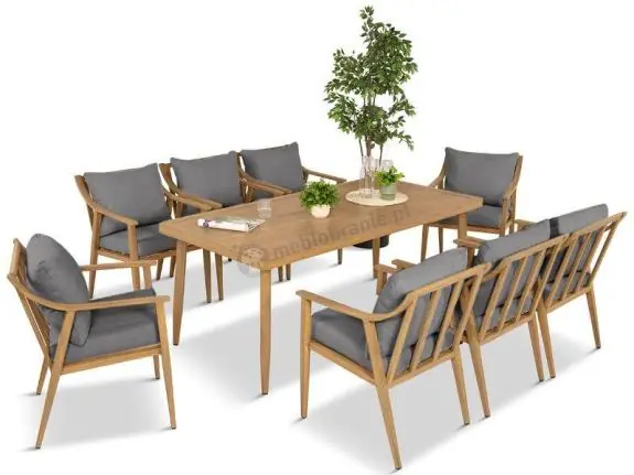 Duży aluminiowy komplet mebli obiadowych - Else 8+1 - Grey Sprawdź teraz