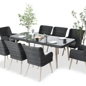 Komplet stół 220cm i krzesła na taras technorattan Tonitto Dining 8+1 - Antracyt Sprawdź teraz