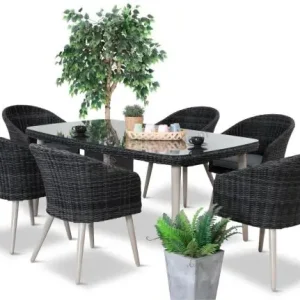 Stół i krzesła na taras technorattan Cioso Dining 6+1 - Antracyt Nowość