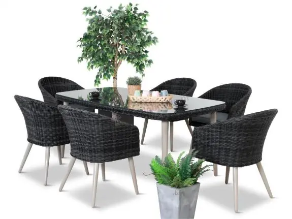 Stół i krzesła na taras technorattan Cioso Dining 6+1 - Antracyt Nowość