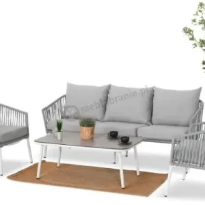 Komplet mebli wypoczynkowych na taras - sofa 180cm rope style - Kostto Cafe White Zniżka