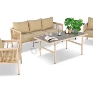 Bezpieczne zakupy Elegancki zestaw mebli ogrodowych z sofą 3 osobową i 2 fotelami - Safira Beige