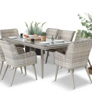 Ograniczona ilość Technorattanowy zestaw ogrodowy ze stołem i 8 fotelami Tonitto Dining - Beige