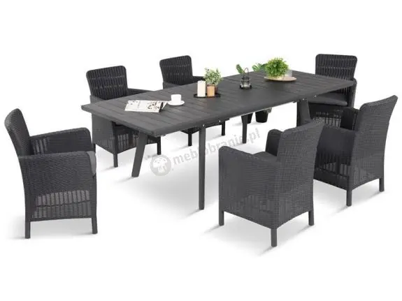 Kup online Meble obiadowe do ogrodu Kantara Comfort 6 foteli ze stołem rozkładanym 160-240 cm
