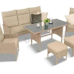 Do wyczerpania zapasów Komplet mebli ogrodowych technorattan dla 7 osób Lirata Dining Natural