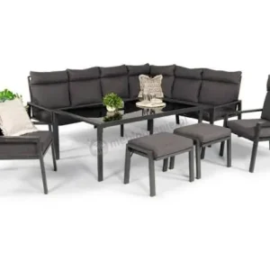 Grafitowy zestaw mebli ogrodowych z narożnikiem i dwoma fotelami wysoki stół Doros Corner XL - Dark Grey Kup online