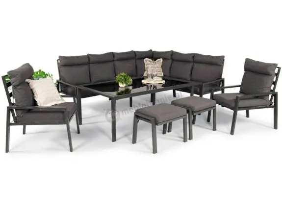 Grafitowy zestaw mebli ogrodowych z narożnikiem i dwoma fotelami wysoki stół Doros Corner XL - Dark Grey Kup online
