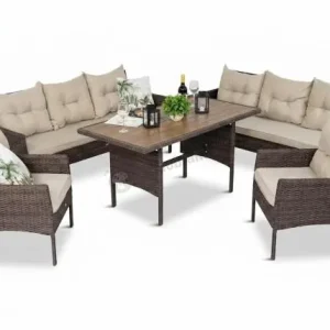 Meble technorattanowe na 8 osób z wysokim stołem polywood Perata Grande Brown Wyjątkowa oferta