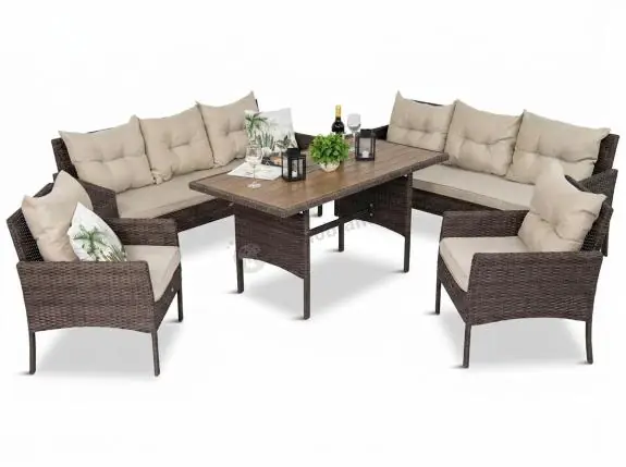 Meble technorattanowe na 8 osób z wysokim stołem polywood Perata Grande Brown Wyjątkowa oferta