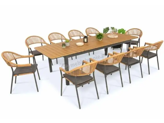 Aluminiowy zestaw ogrodowy 10-osobowy Sovana Avio z plecionką kolor Nature Antracite Kup teraz