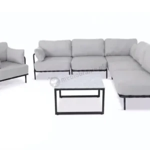 Nowość Meble modułowe na taras w stylu loft Salve Chrome 5 Plus + stolik