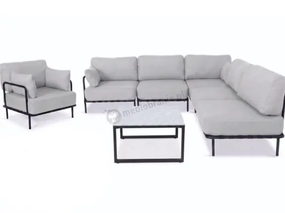 Nowość Meble modułowe na taras w stylu loft Salve Chrome 5 Plus + stolik