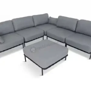 Bezpieczna płatność Modułowa sofa narożna ogrodowa, grafit – stal nierdzewna, poduszki olefin wodoodporne, luksusowe - Salve 5 Midi