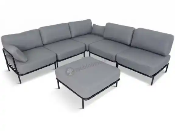 Bezpieczna płatność Modułowa sofa narożna ogrodowa, grafit – stal nierdzewna, poduszki olefin wodoodporne, luksusowe - Salve 5 Midi