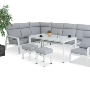 Biały narożnik tarasowy 278x215cm z wysokim stołem i fotelem - Renalo Corner Kup teraz