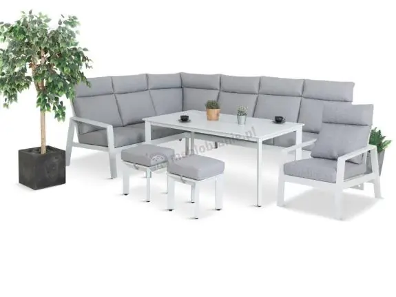 Biały narożnik tarasowy 278x215cm z wysokim stołem i fotelem - Renalo Corner Kup teraz