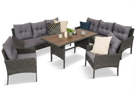 Zestaw ogrodowy z sofami 175cm, fotelami i wysokim stołem polywood Perata Grande Anthracite Do wyczerpania zapasów