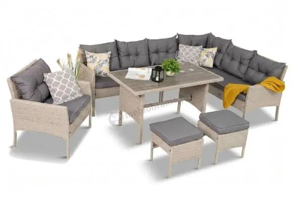 Narożnik na taras z technorattanu Perata Corner Light Grey + 1 fotel Polywood Wybór klientów