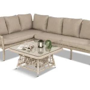 Wyprzedaż Ogrodowy narożnik w stylu boho lewostronny Parlas - Cream