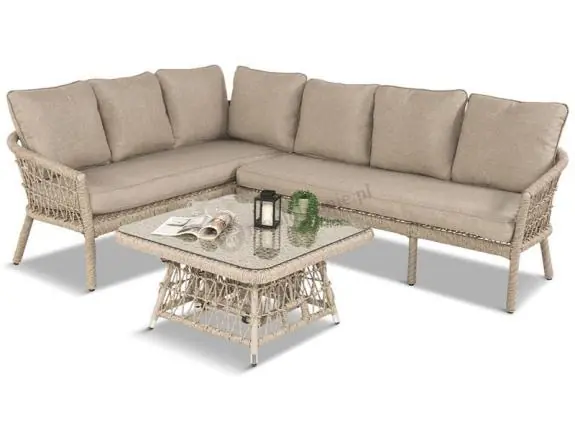 Wyprzedaż Ogrodowy narożnik w stylu boho lewostronny Parlas - Cream