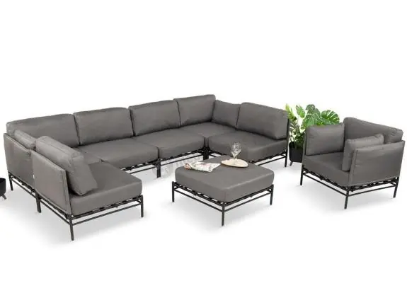Nowoczesne meble modułowe ogrodowe Dandy - 6 elementów +fotel +pufa Rabat