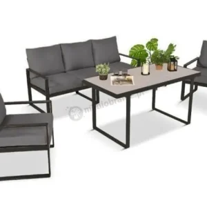 Nowość Szare meble na taras z wysokim stolikiem 140x70 - Panaon Dining 140 GG