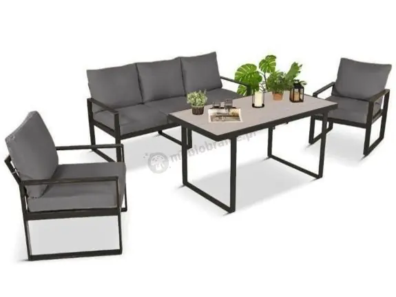 Nowość Szare meble na taras z wysokim stolikiem 140x70 - Panaon Dining 140 GG