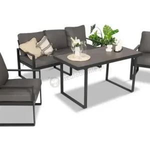 Hit sprzedaży Szare nowoczesne meble na taras ze szklanym stołem - Panaon Dining Elite Grey