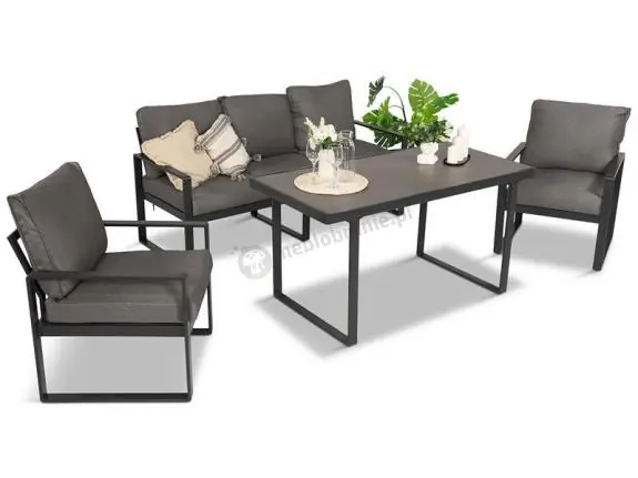 Hit sprzedaży Szare nowoczesne meble na taras ze szklanym stołem - Panaon Dining Elite Grey
