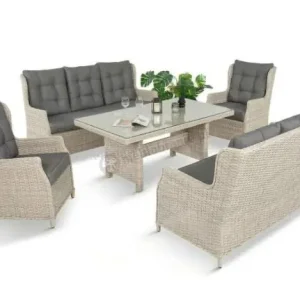 Wyprzedaż Elegancki zestaw mebli technorattanowych Fiorento dla 8 osób na taras Grey