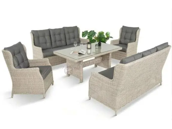 Wyprzedaż Elegancki zestaw mebli technorattanowych Fiorento dla 8 osób na taras Grey