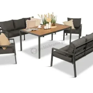 Nie przegap Metalowy zestaw mebli do ogrodu dla 8 osób Sodor Grande - Dark Grey Polywood