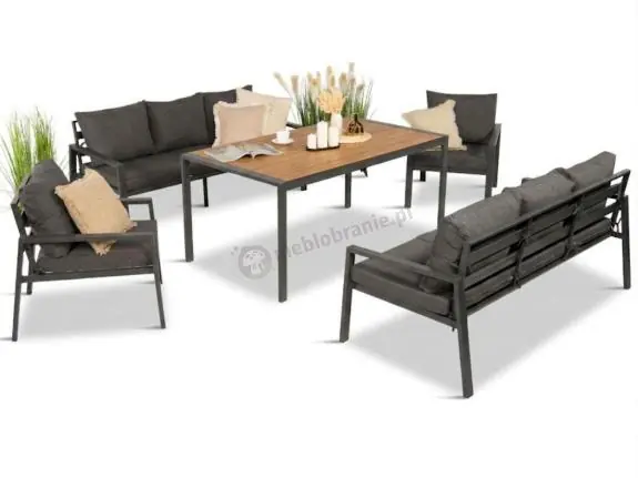 Nie przegap Metalowy zestaw mebli do ogrodu dla 8 osób Sodor Grande - Dark Grey Polywood