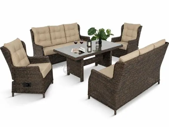 Oferta limitowana Meble ogrodowe dla 8 osób z sofami, fotelami z regulacją oparcia i wysokim stołem Fiorento Brown