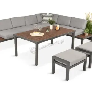 Modułowy narożnik aluminiowy z wysokim stołem 160cm Calamba Corner XL - Light Grey Super okazja