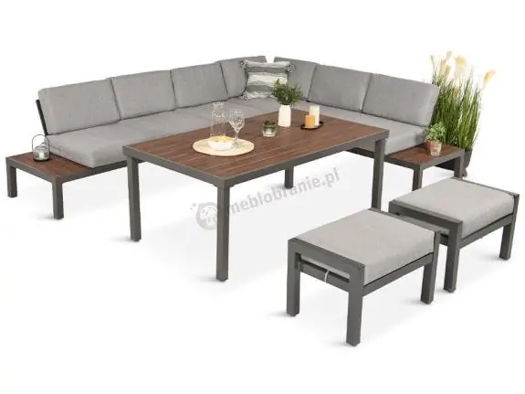Modułowy narożnik aluminiowy z wysokim stołem 160cm Calamba Corner XL - Light Grey Super okazja