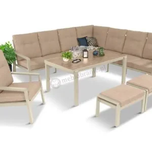 Duży narożnik ogrodowy z fotelem Tavaro Corner XL Cream Kup teraz
